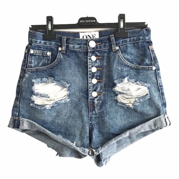 ONE TEASPOON Outlaws Boho Distressed Denim Shorts 26 - Picture 1 of 6